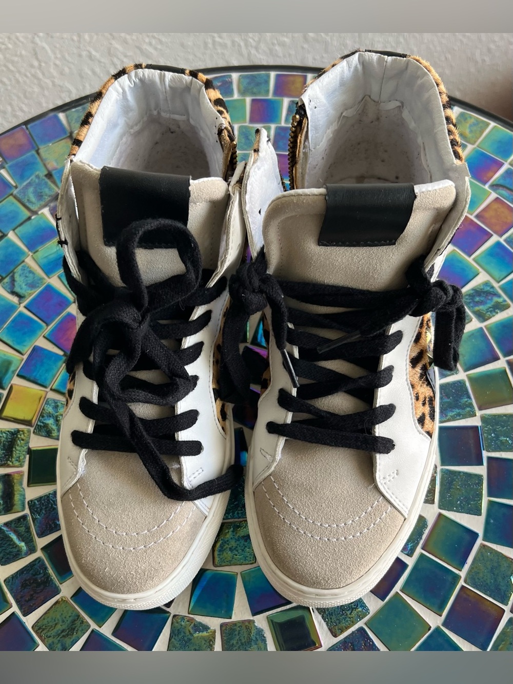 Steve Madden Tracey-L Studded Leopard Print Hi-Top Women’s Sneakers.